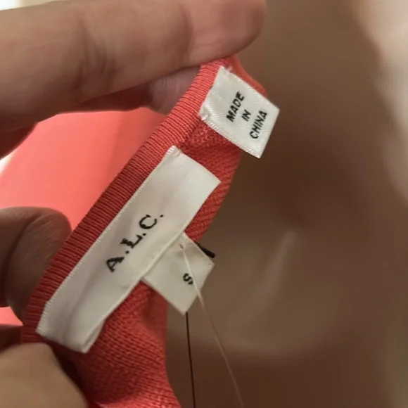 A.L.C. Colby Asymmetric Midi Dress Color Rouge (Pink, Coral, Orange) Sz Small - Picture 6 of 6